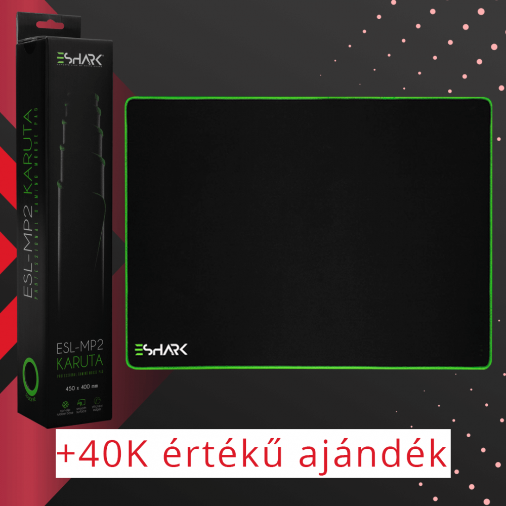eShark Karuta eSport gamer egérpad, 450x400mm, cellurális 3 mm vastag gumitalp